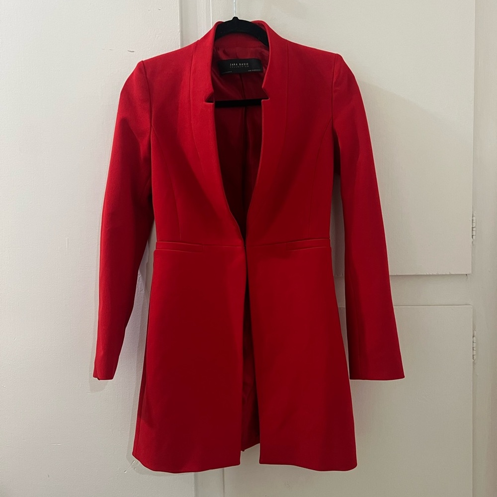 ZARA brand red long blazer XS